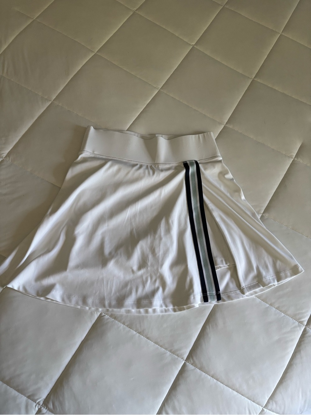 Lou & Grey White Skater Tennis Skirt with Black and Gray Side Stripes